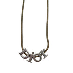 Christian Dior Vintage Silver-Tone "Dior" Script Logo Pendant Necklace