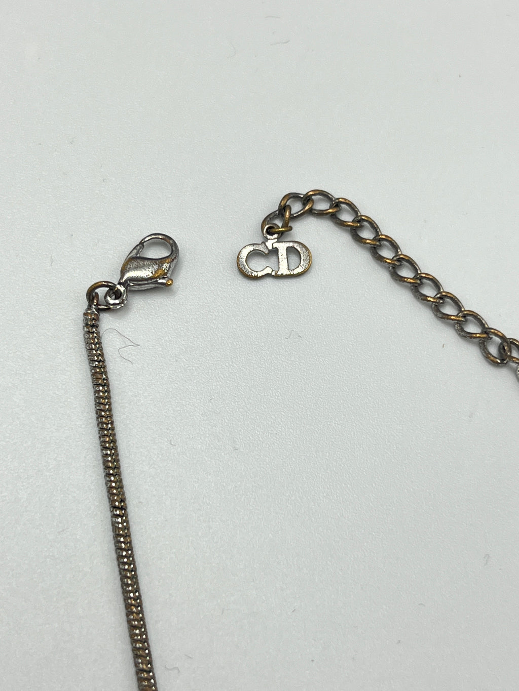 Christian Dior Vintage Silver-Tone "Dior" Script Logo Pendant Necklace