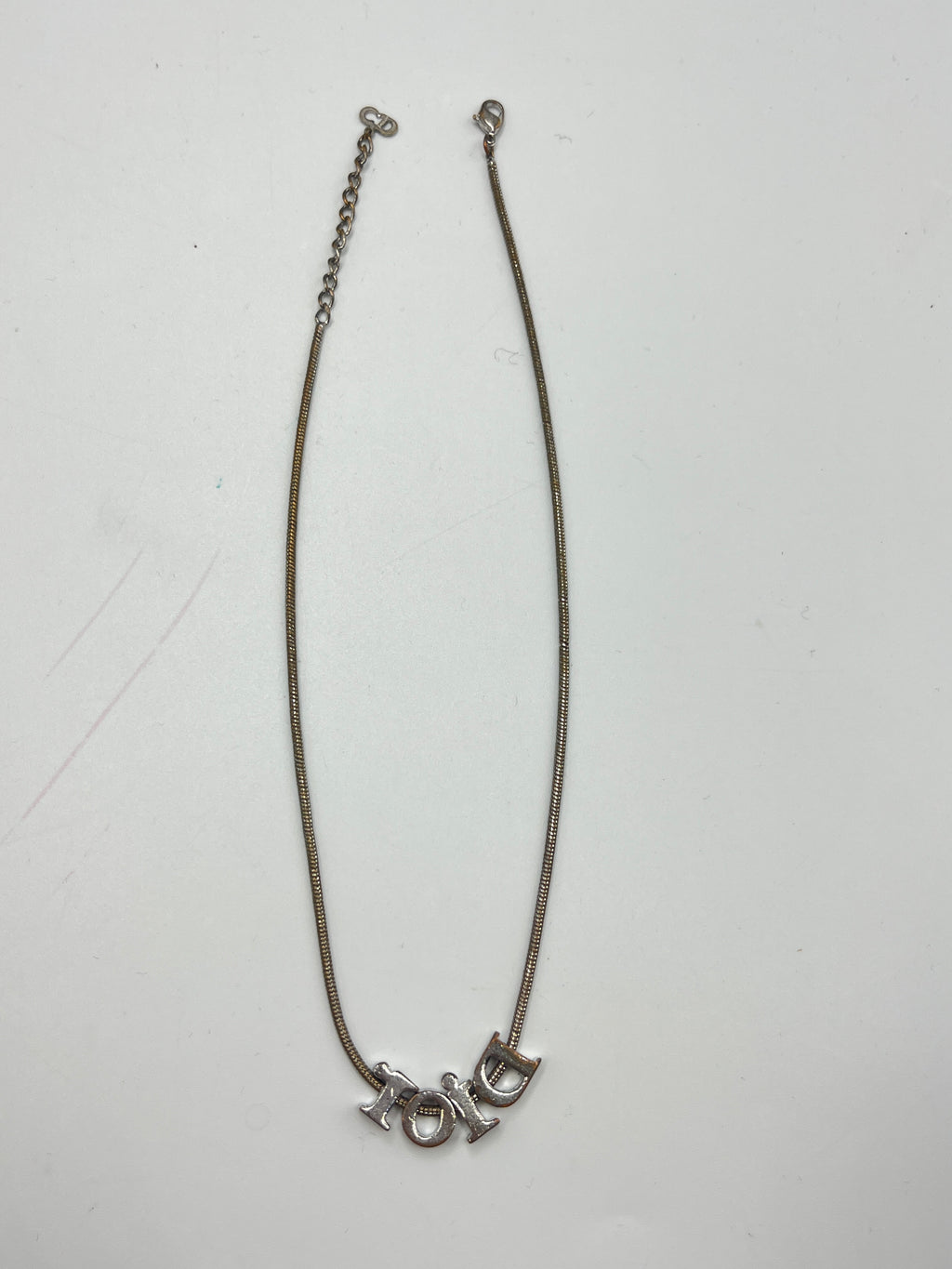 Christian Dior Vintage Silver-Tone "Dior" Script Logo Pendant Necklace
