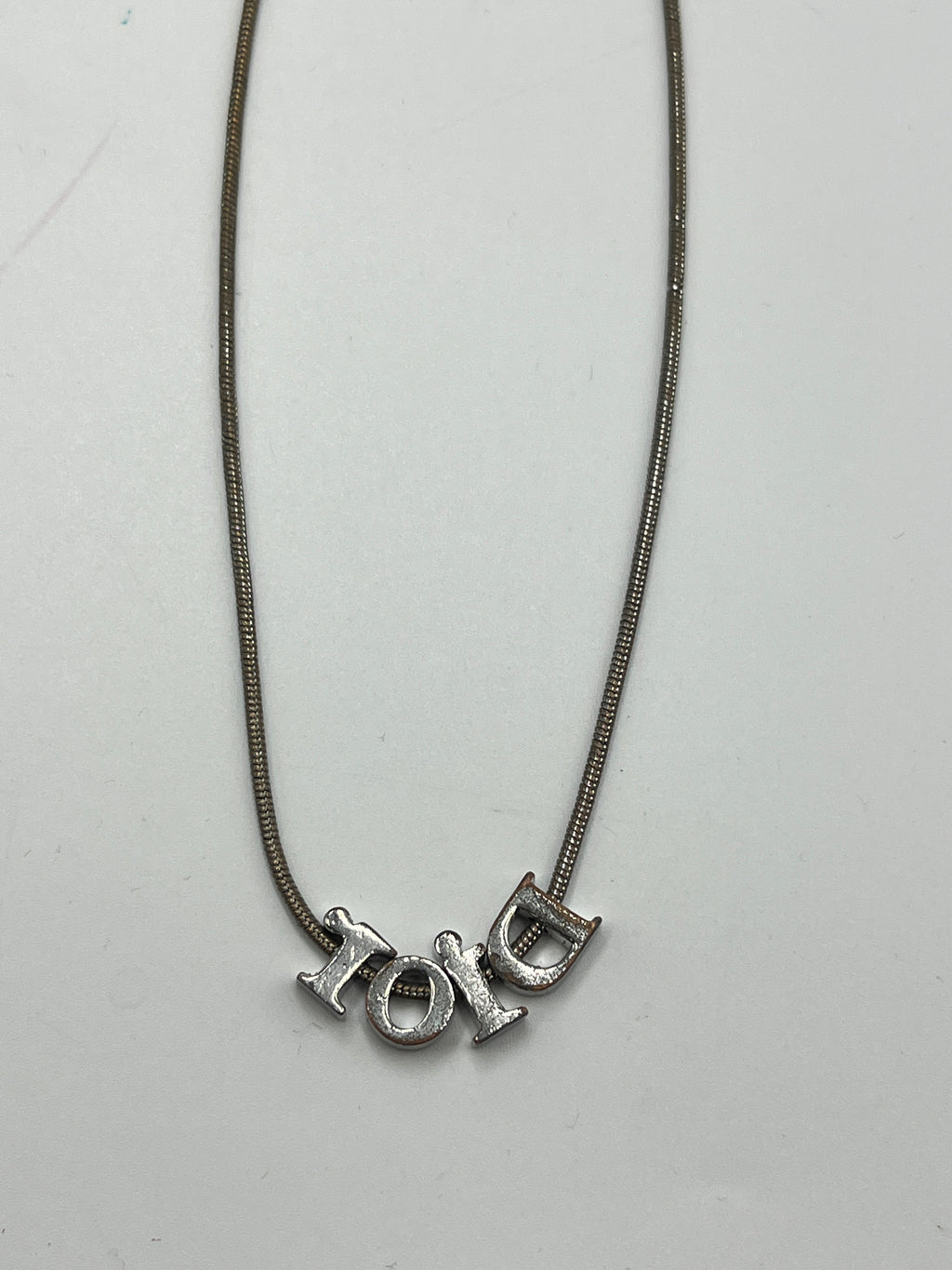 Christian Dior Vintage Silver-Tone "Dior" Script Logo Pendant Necklace