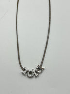 Christian Dior Vintage Silver-Tone "Dior" Script Logo Pendant Necklace