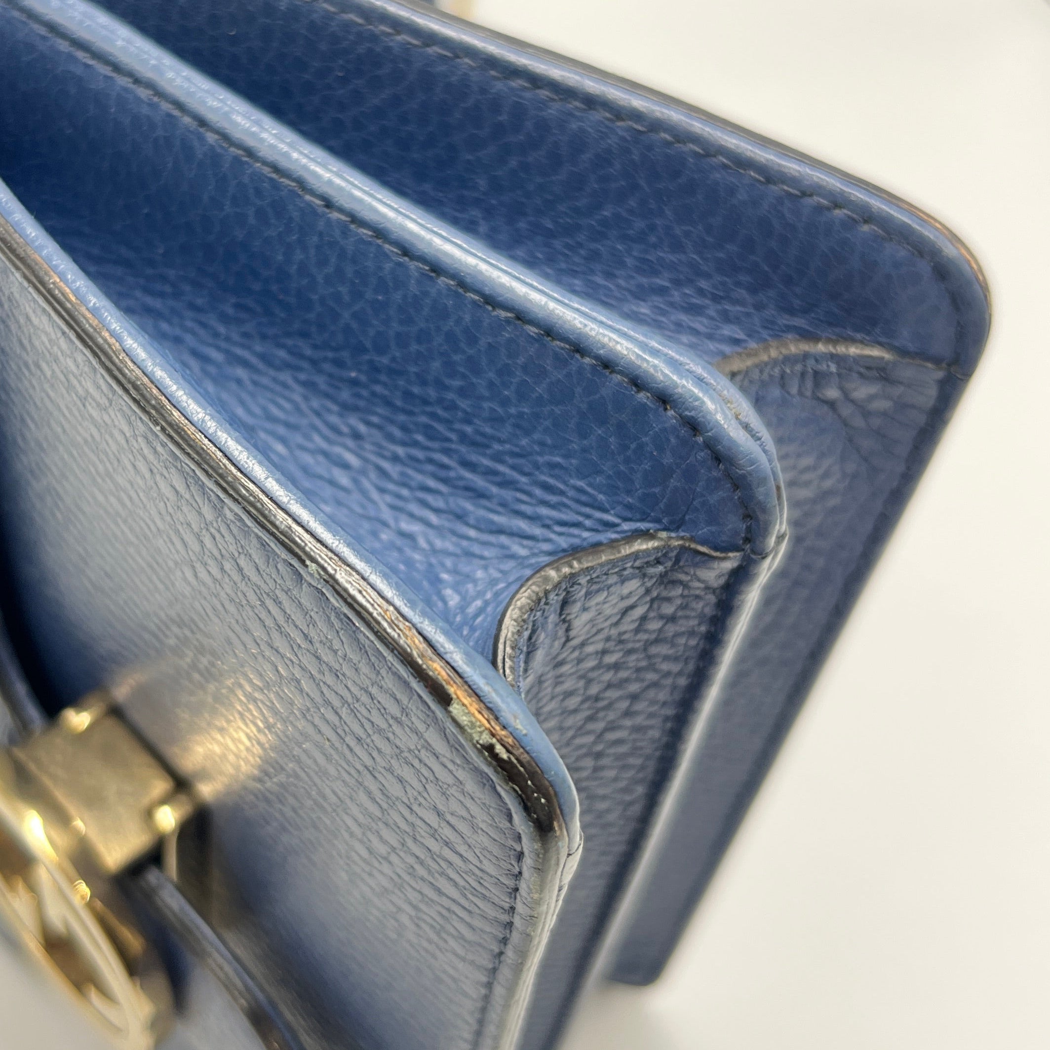 Gucci Interlocking G Medium Shoulder Bag in Blue Dollar Calf Leather