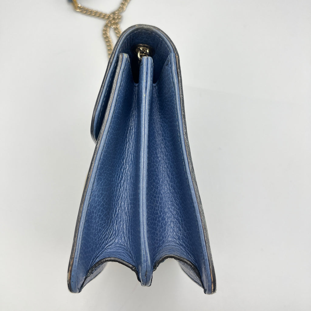 Gucci Interlocking G Medium Shoulder Bag in Blue Dollar Calf Leather