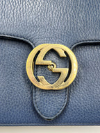 Gucci Interlocking G Medium Shoulder Bag in Blue Dollar Calf Leather