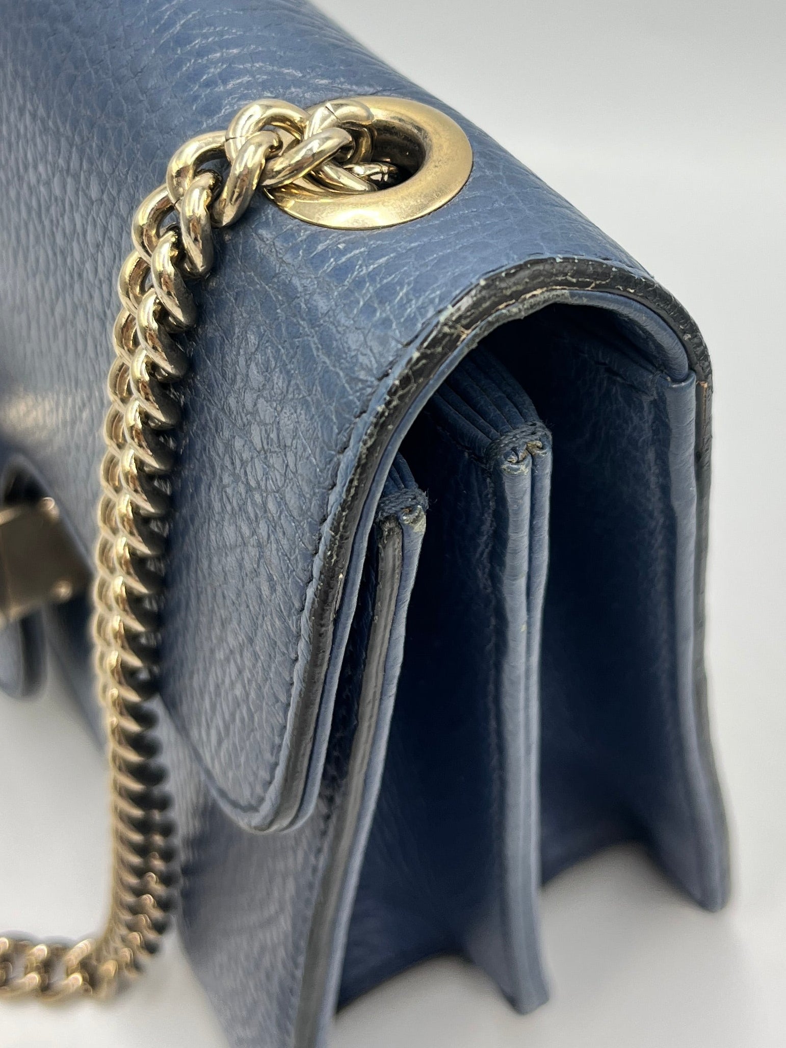 Gucci Interlocking G Medium Shoulder Bag in Blue Dollar Calf Leather