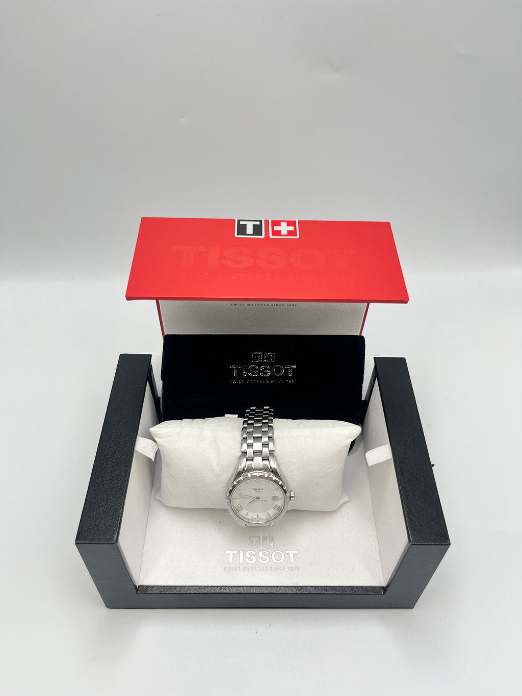 Tissot T-Classic Stainless Steel Ladies Watch - White Dial with Roman Numerals