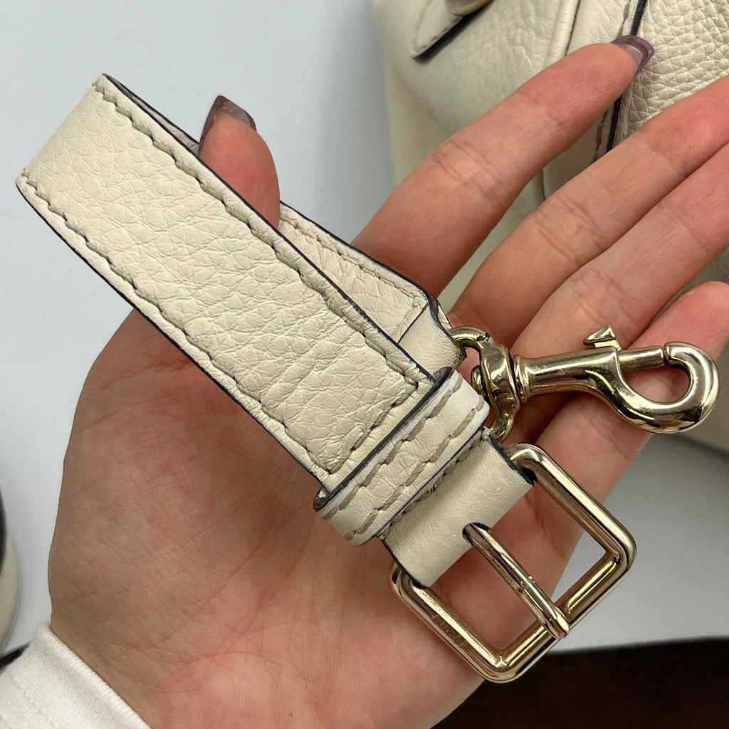 Gucci Web Joy Boston Bag in White GG Supreme Leather