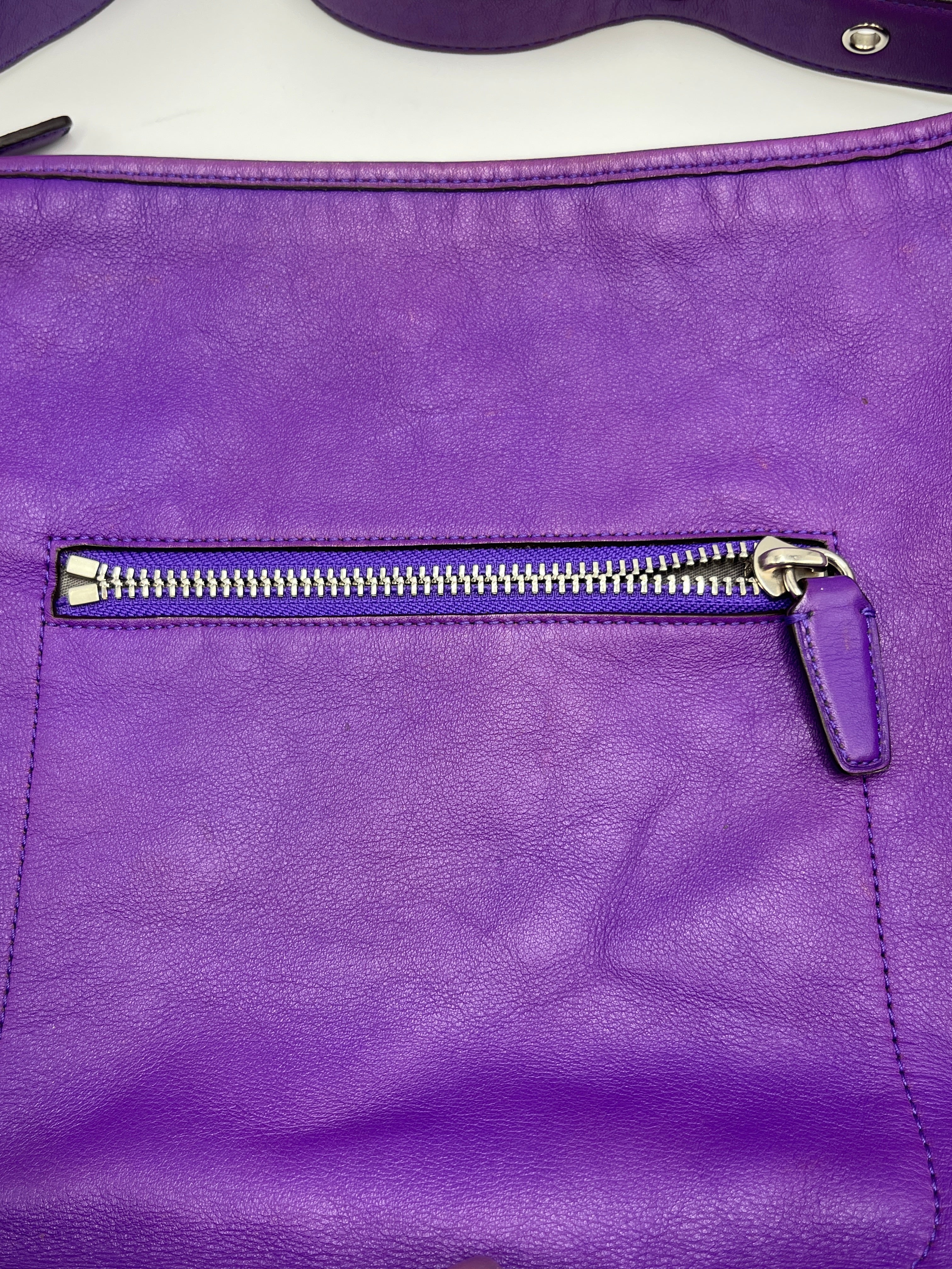 Coach Purple Leather Large Shoulder Bag