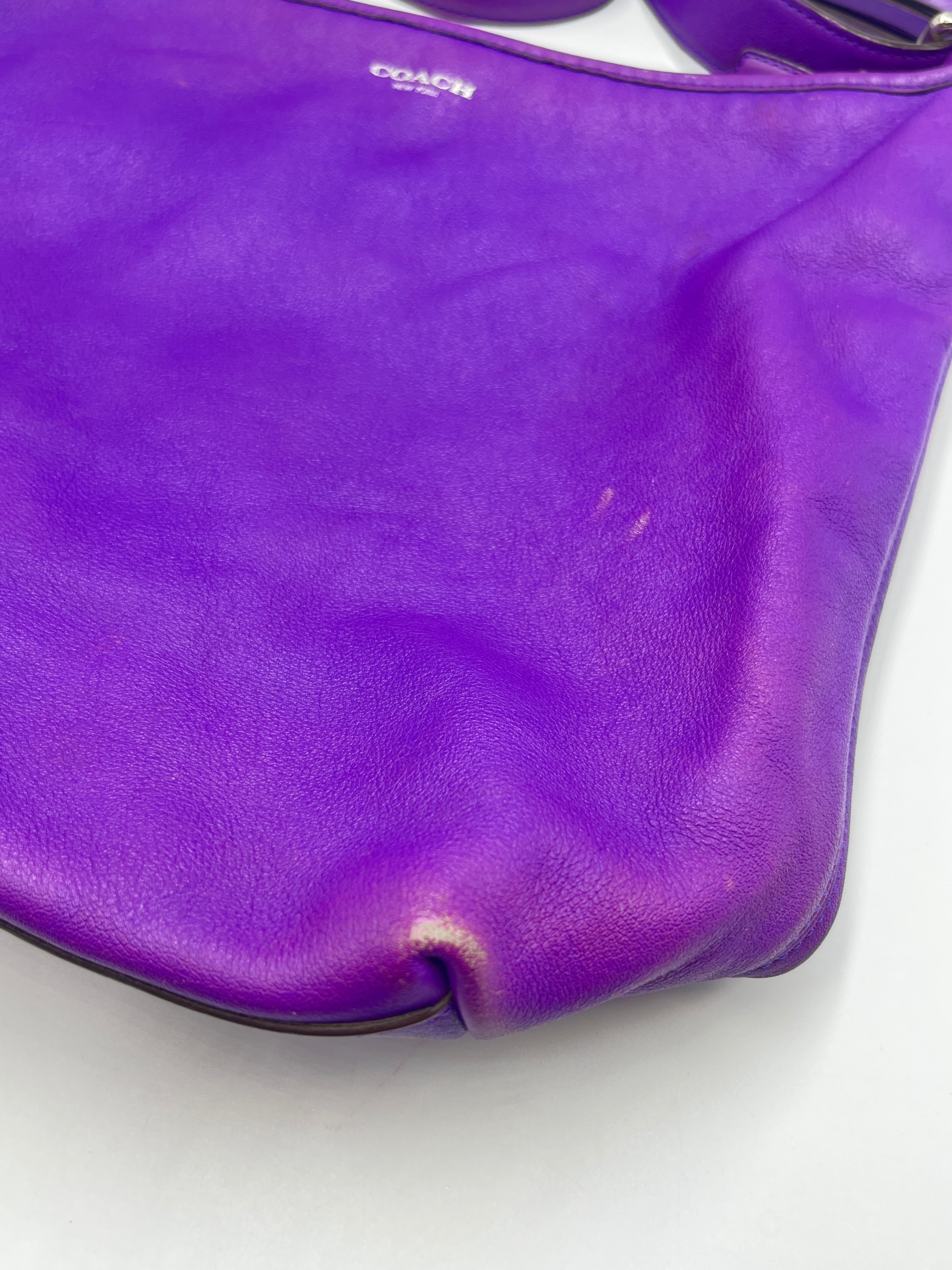 Coach Purple Leather Large Shoulder Bag