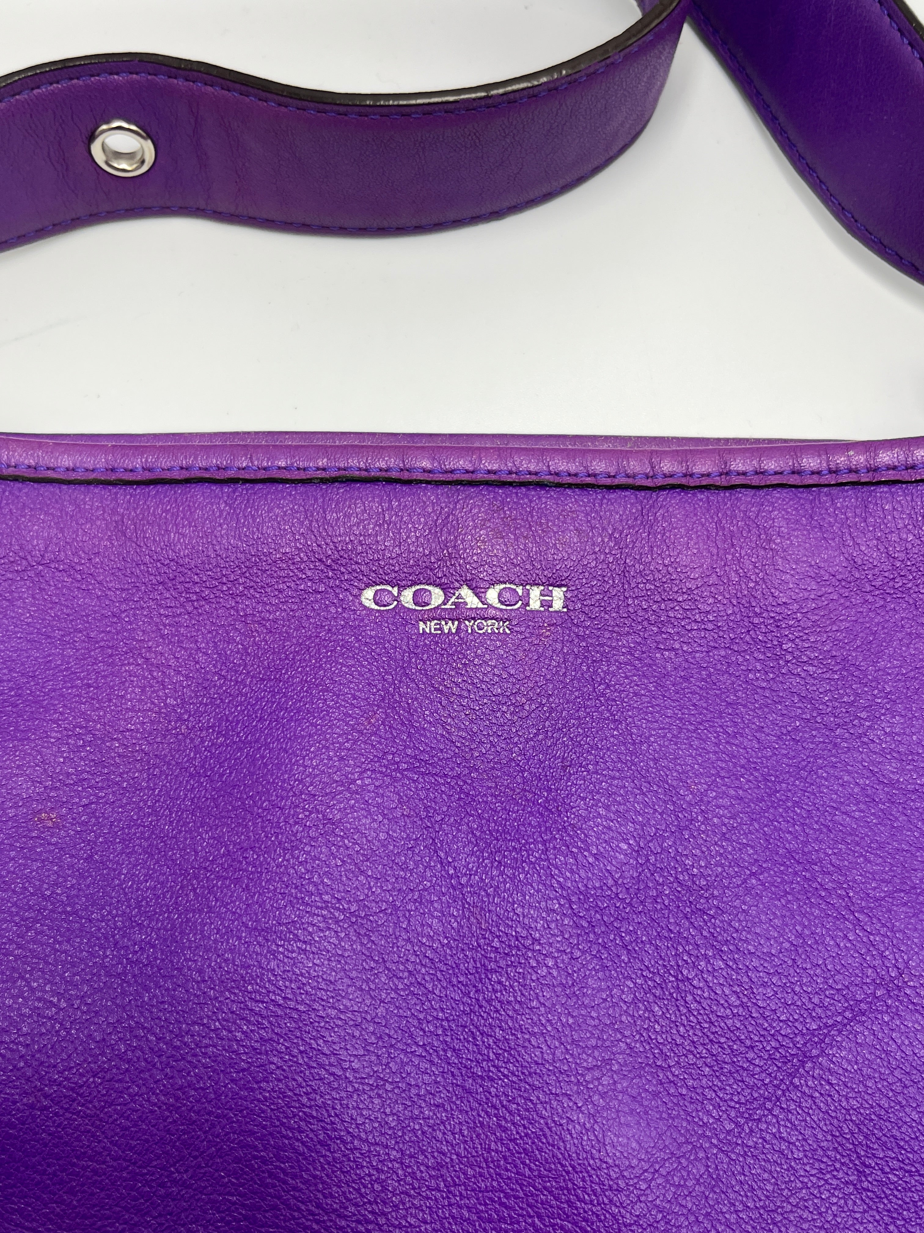 Coach Purple Leather Large Shoulder Bag