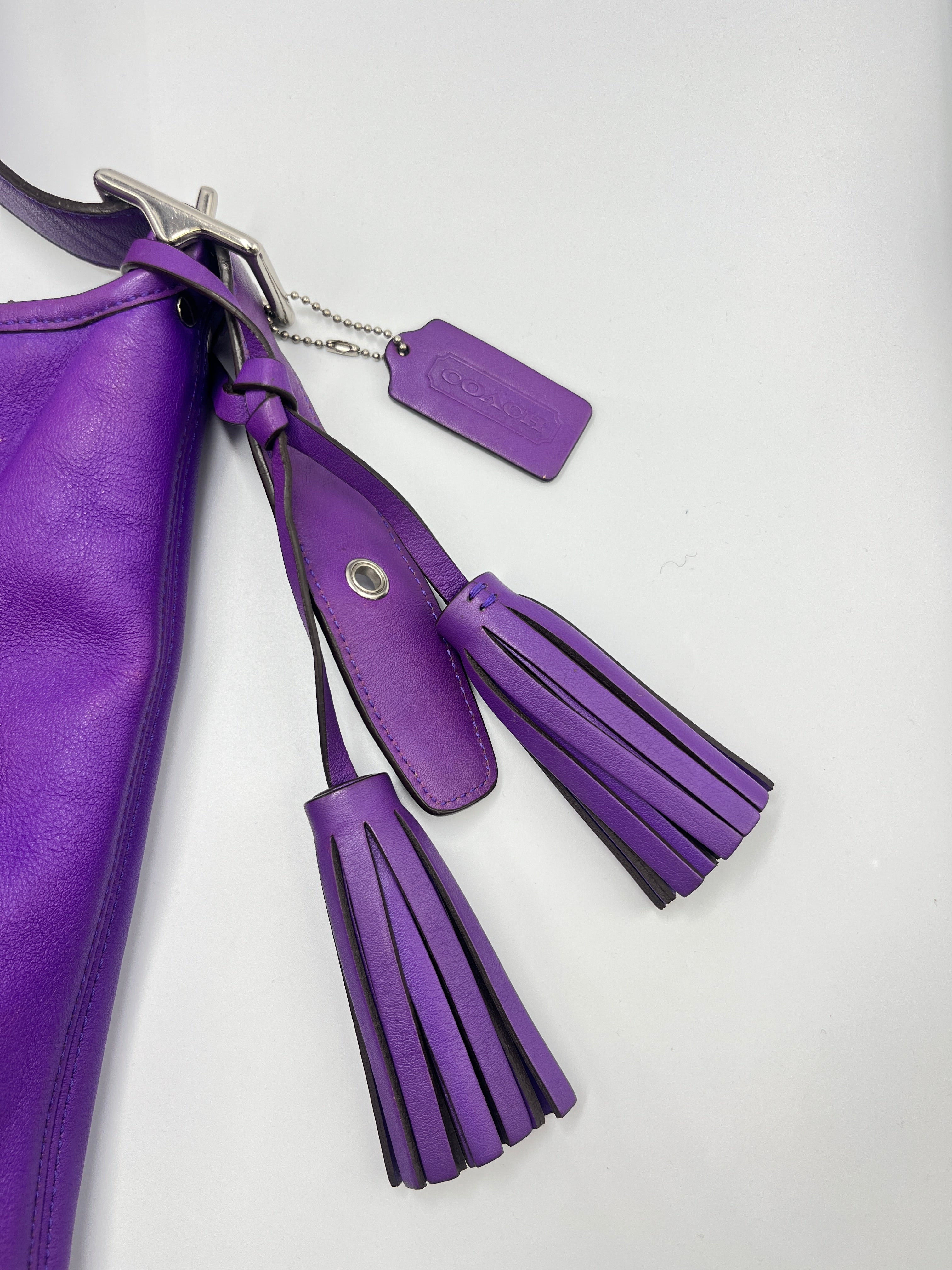 Coach Purple Leather Large Shoulder Bag