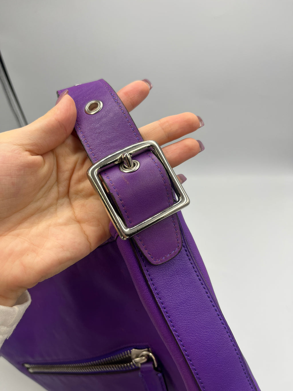 Coach Purple Leather Large Shoulder Bag