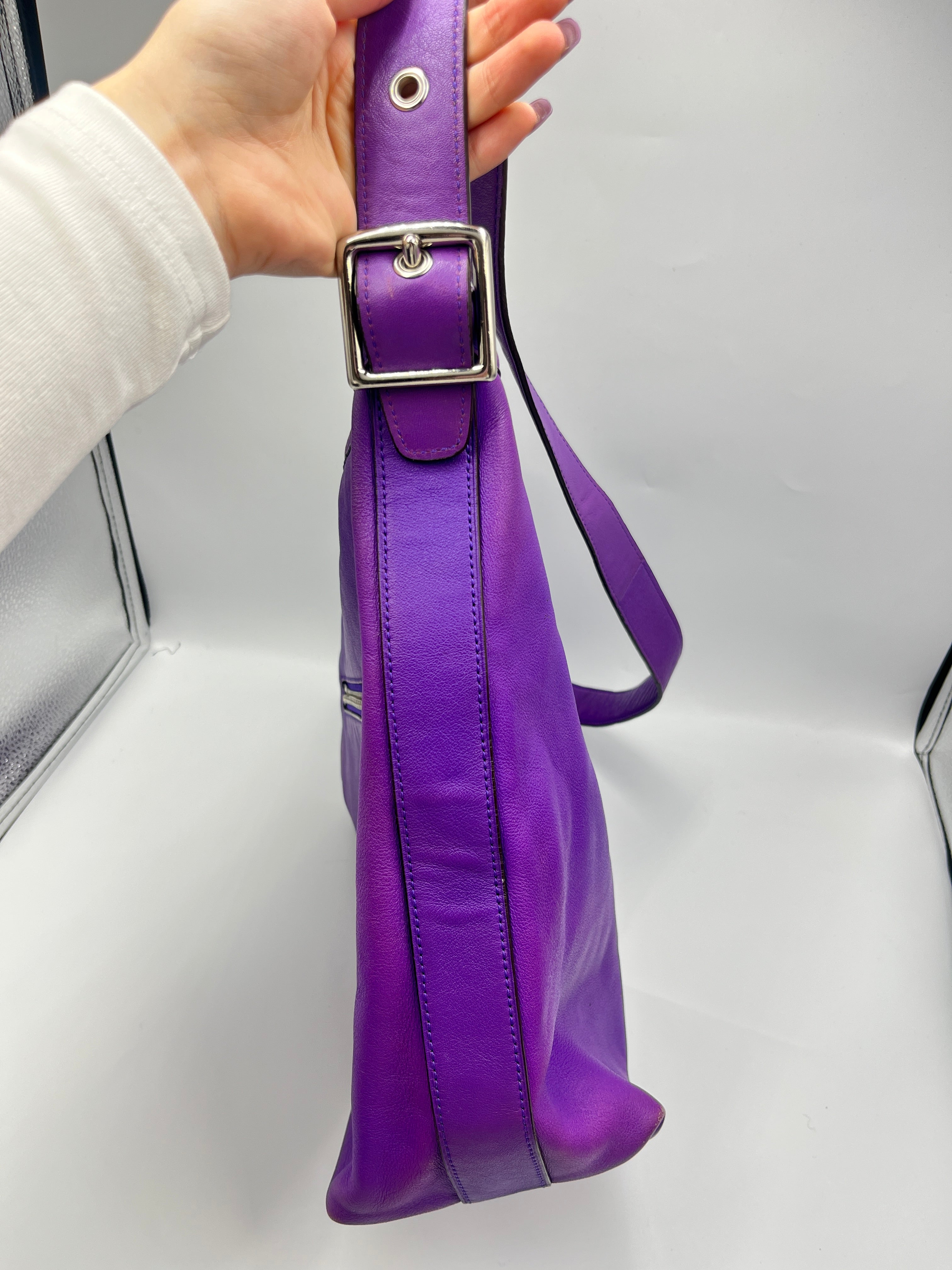 Coach Purple Leather Large Shoulder Bag