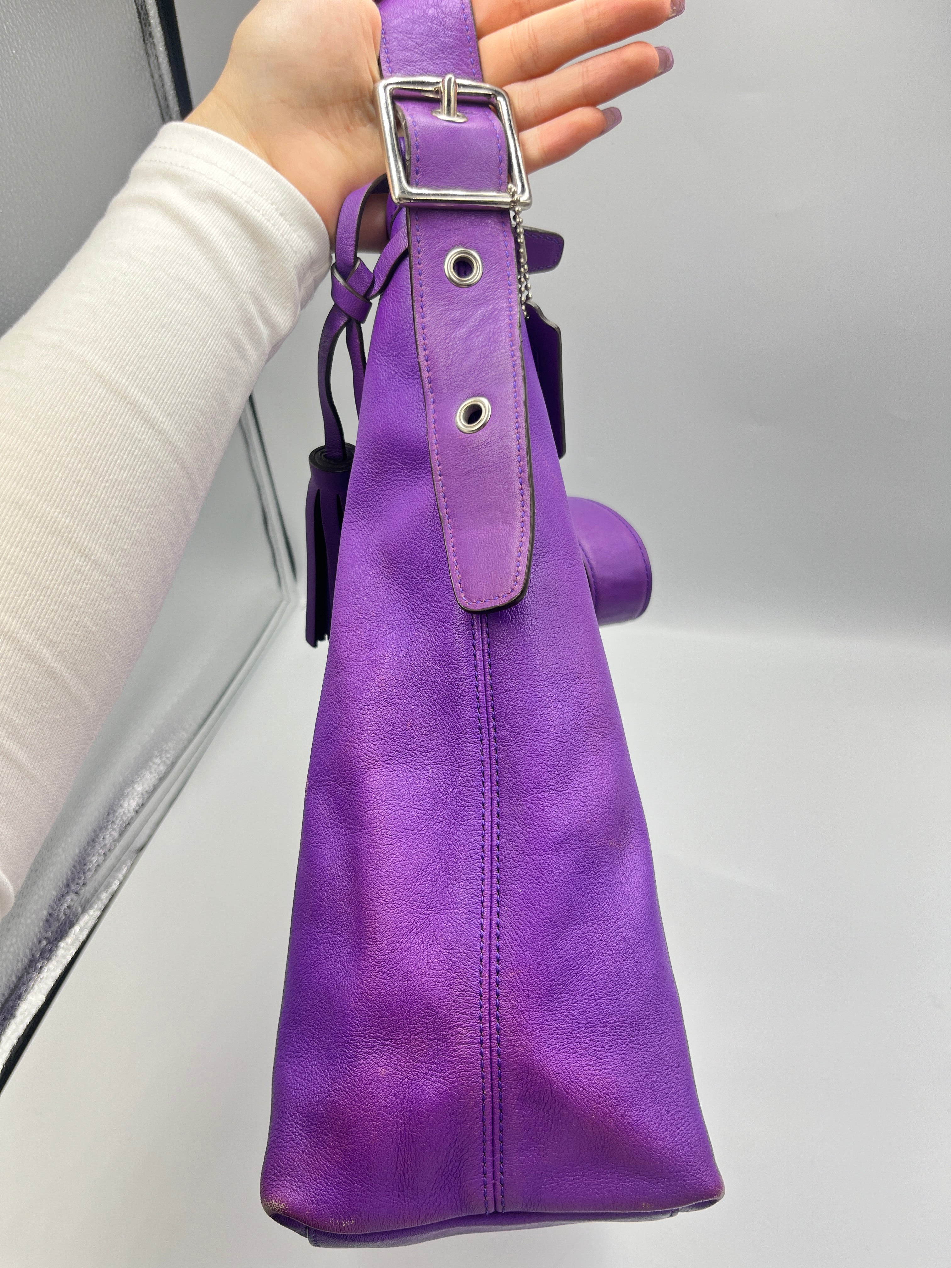 Coach Purple Leather Large Shoulder Bag