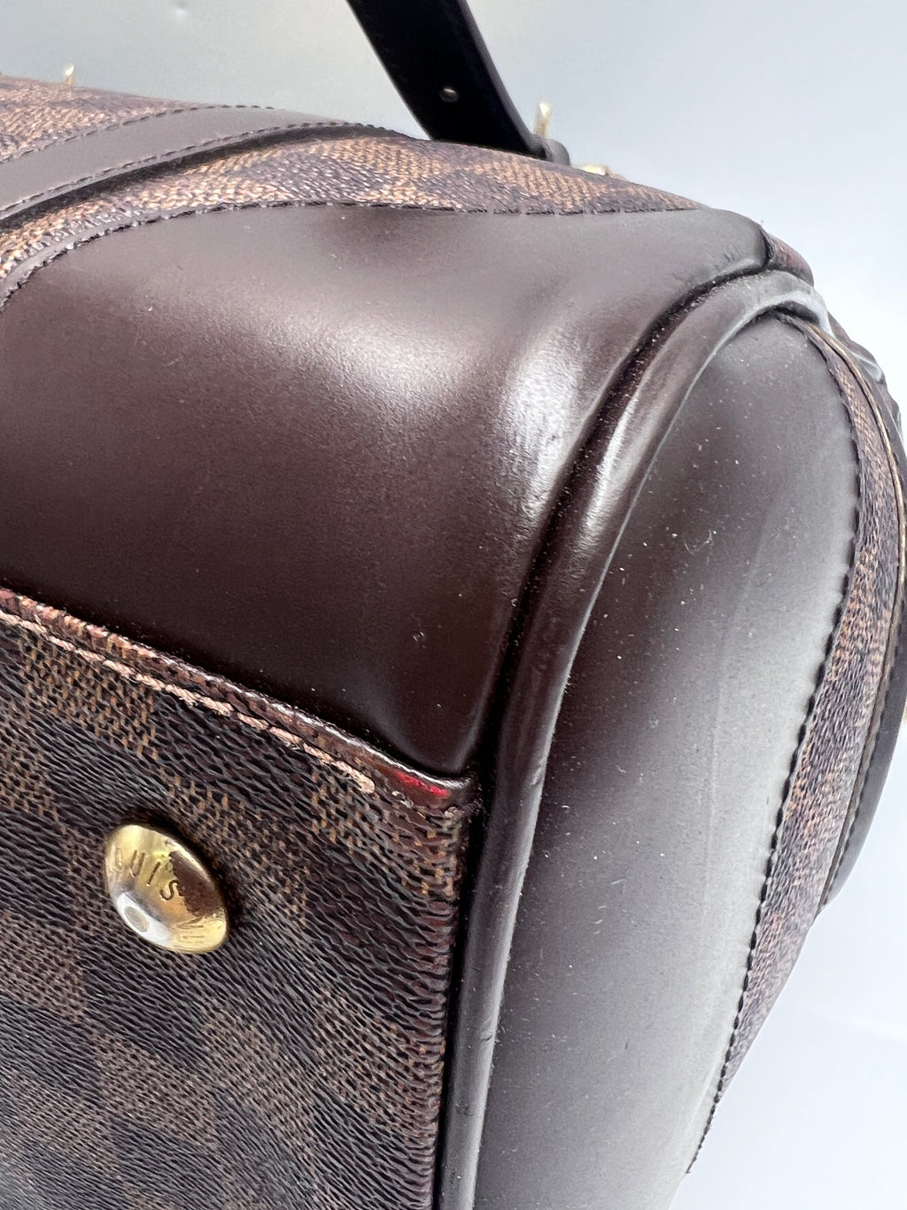 Louis Vuitton Damier Ebene Berkeley Bag (2009) with Gold Inventeur Plaque | Designer Resale