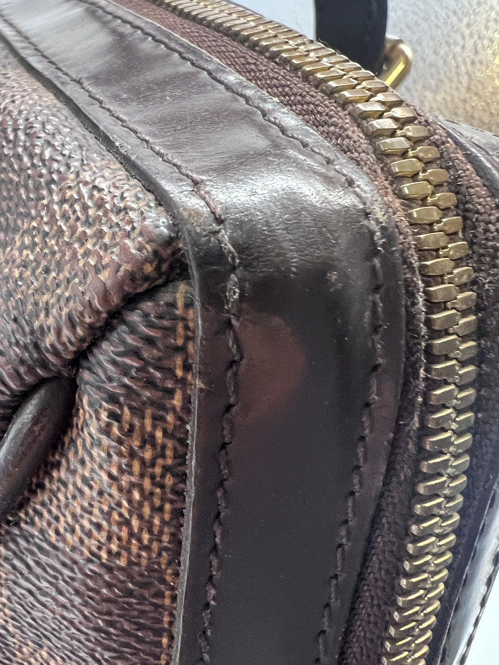 Louis Vuitton Damier Ebene Berkeley Bag (2009) with Gold Inventeur Plaque | Designer Resale