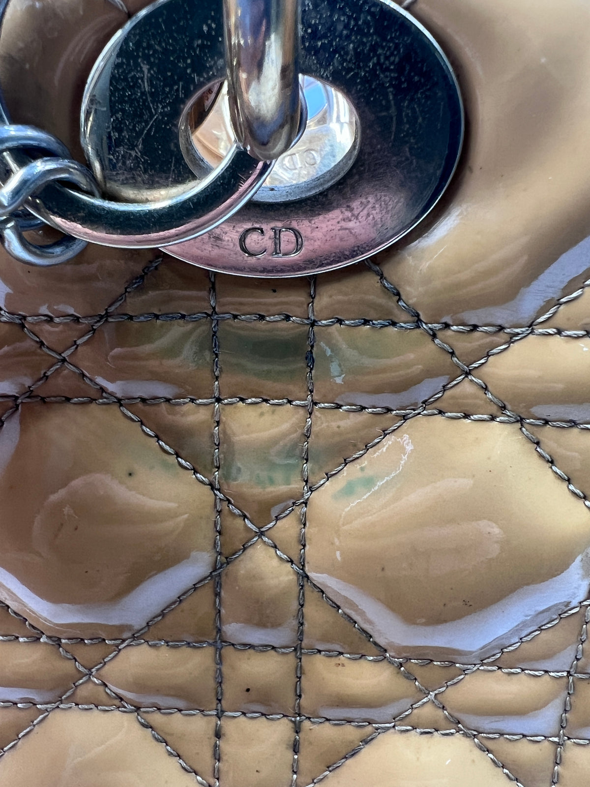 Christian Dior Large Lady Dior Patent Leather Bag