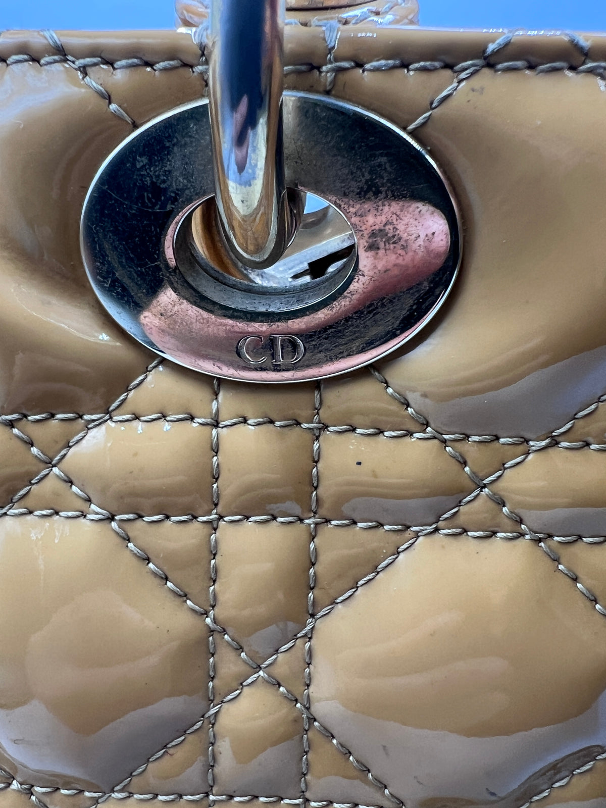 Christian Dior Large Lady Dior Patent Leather Bag