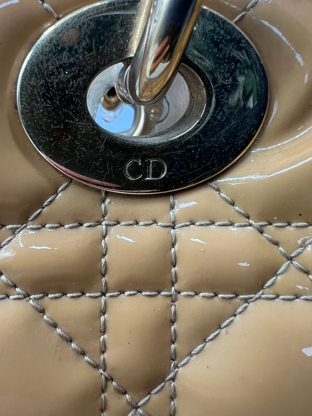 Christian Dior Large Lady Dior Patent Leather Bag