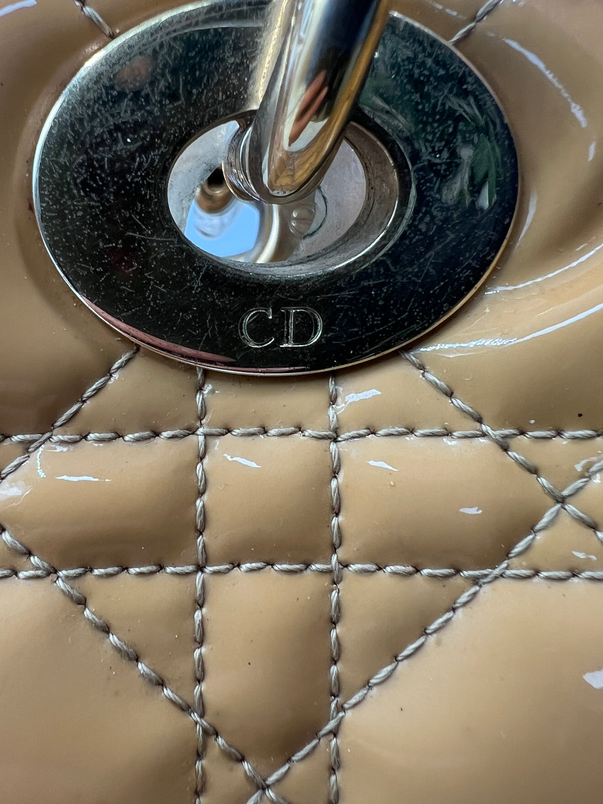 Christian Dior Large Lady Dior Patent Leather Bag