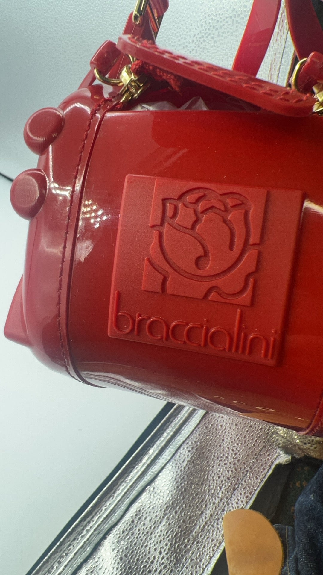 Braccialini Novelty Red Car Shaped Crossbody Top Handle Bag