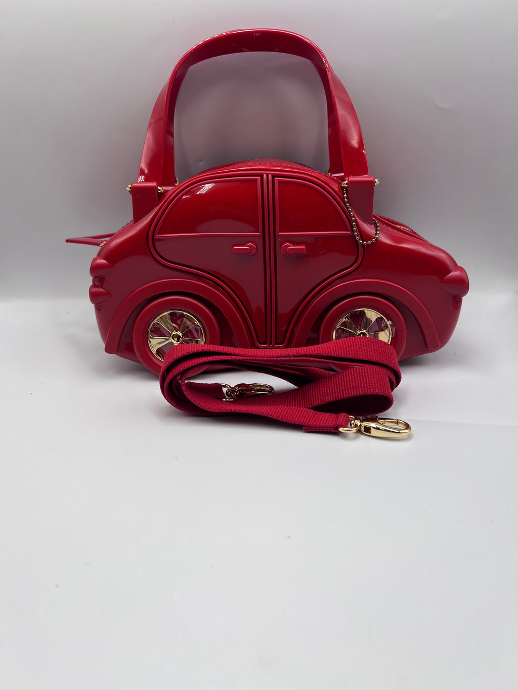 Braccialini Novelty Red Car Shaped Crossbody Top Handle Bag