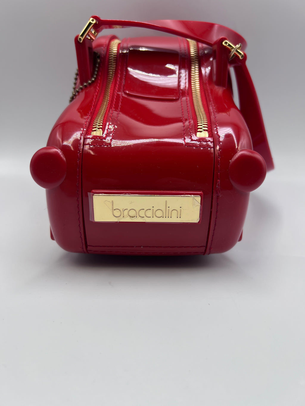Braccialini Novelty Red Car Shaped Crossbody Top Handle Bag