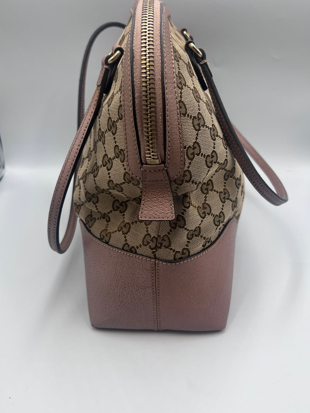 Gucci GG Supreme Canvas Saleya Large Tote Bag in Beige and Pink Leather | Designer Resale
