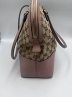 Gucci GG Supreme Canvas Saleya Large Tote Bag in Beige and Pink Leather | Designer Resale