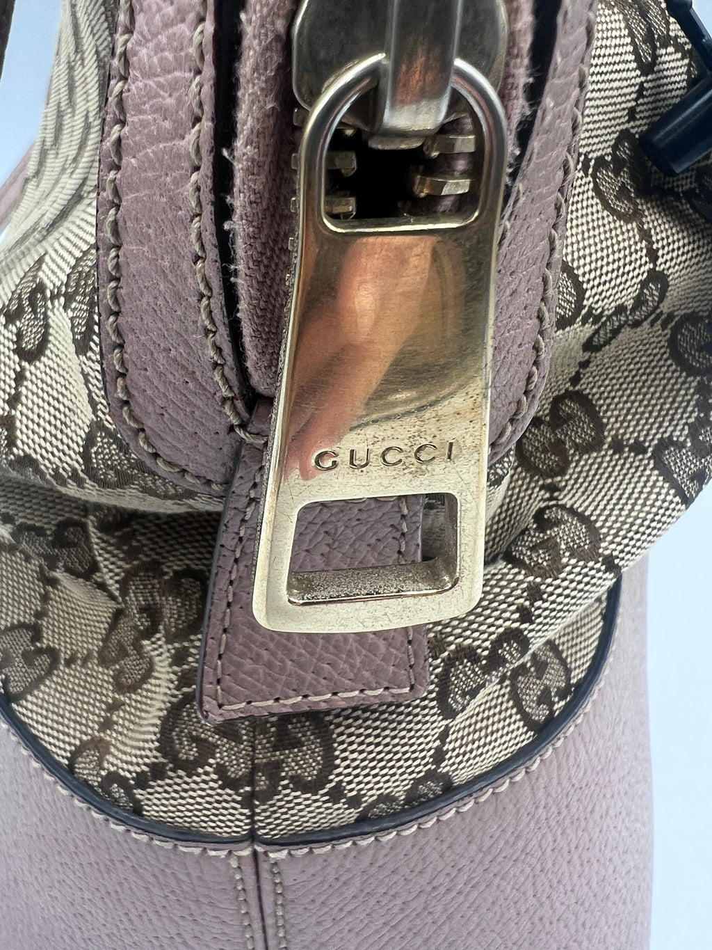 Gucci GG Supreme Canvas Saleya Large Tote Bag in Beige and Pink Leather | Designer Resale