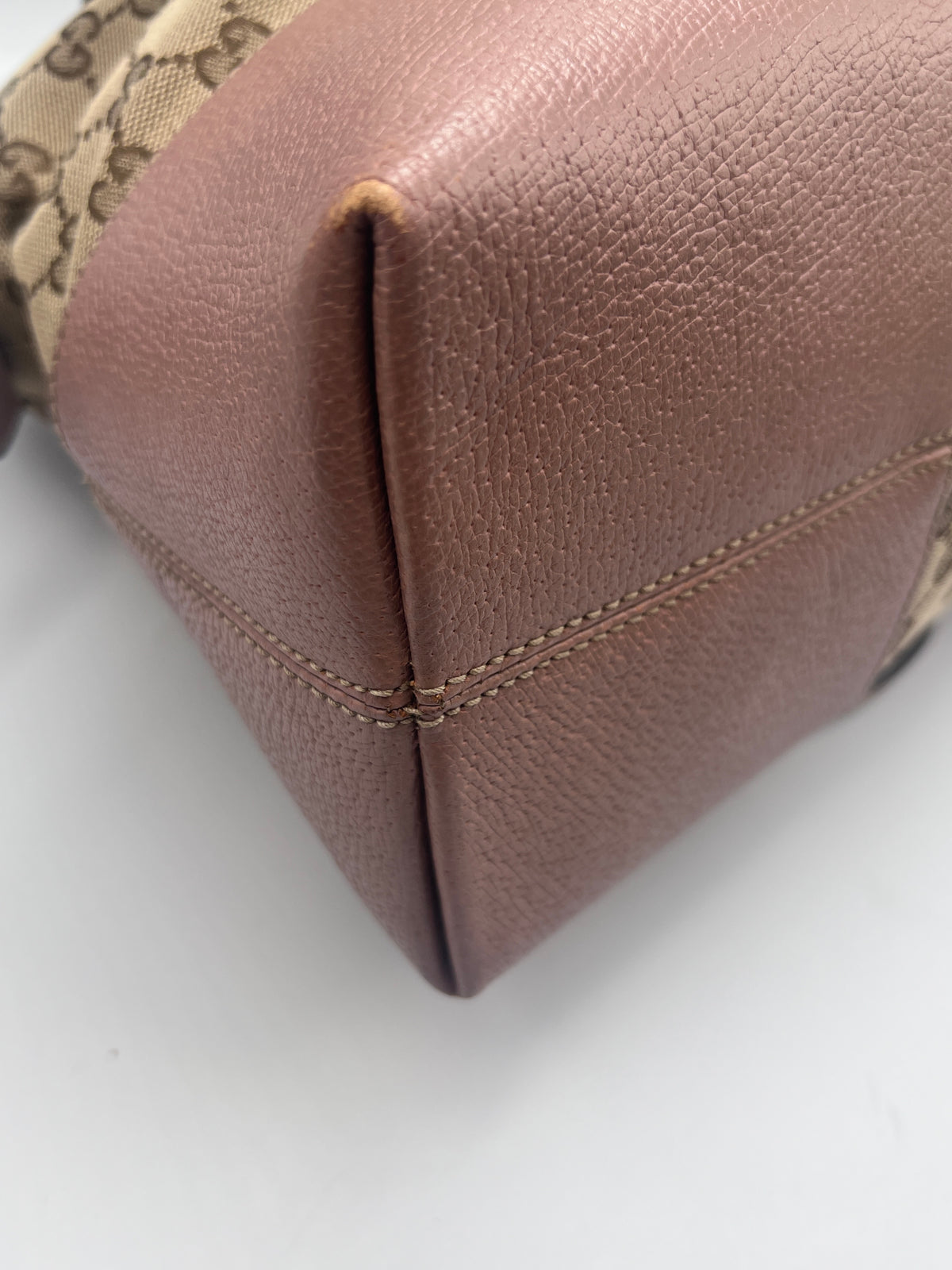 Gucci GG Supreme Canvas Saleya Large Tote Bag in Beige and Pink Leather | Designer Resale
