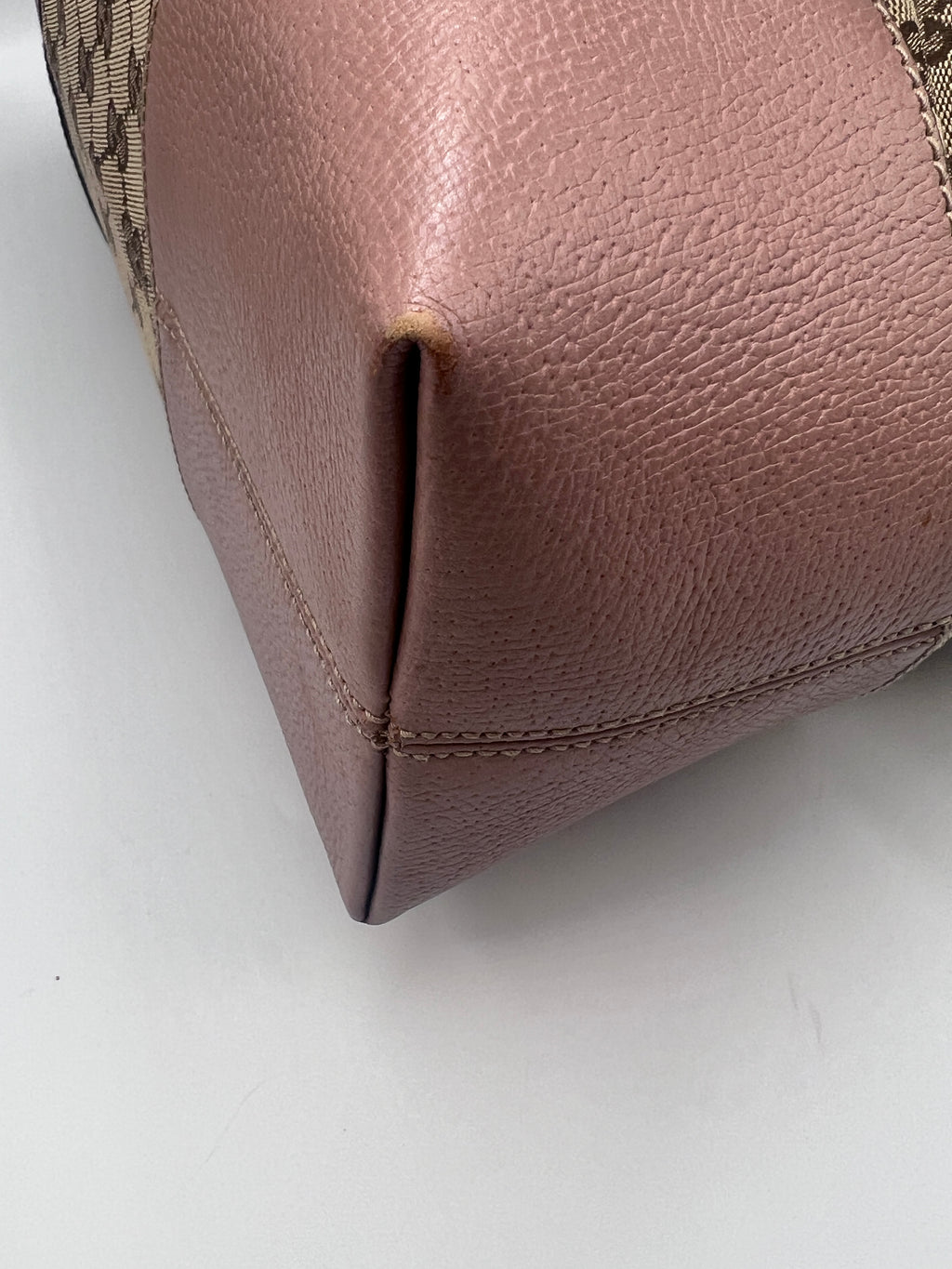 Gucci GG Supreme Canvas Saleya Large Tote Bag in Beige and Pink Leather | Designer Resale