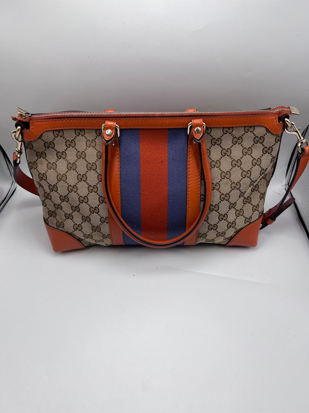 Gucci GG Canvas Web Stripe Medium Tote Bag