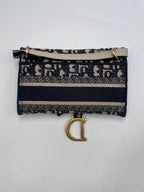 Christian Dior Blue Oblique Jacquard Saddle Wallet On Chain WOC