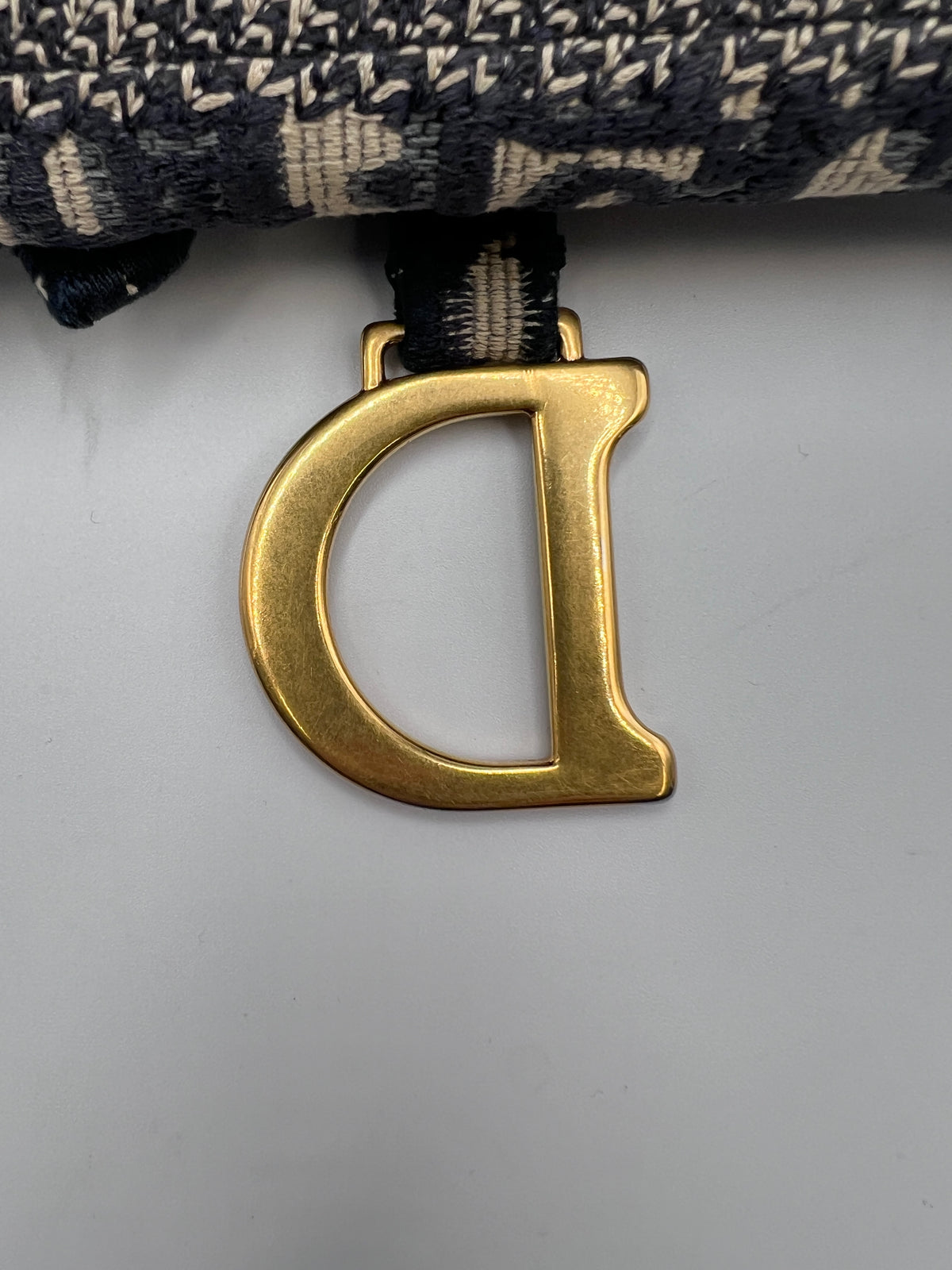 Christian Dior Blue Oblique Jacquard Saddle Wallet On Chain WOC
