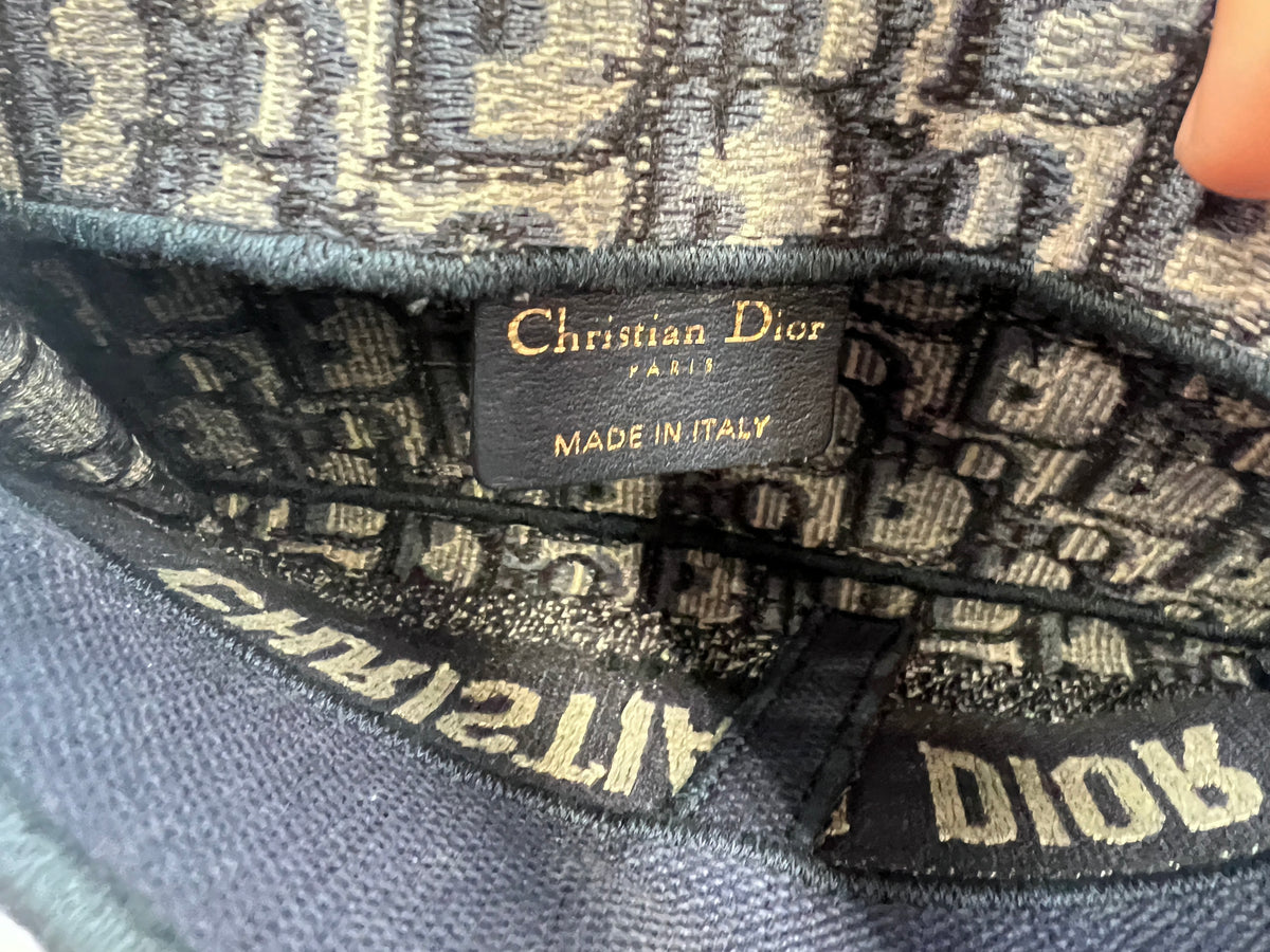 Christian Dior Blue Oblique Jacquard Saddle Wallet On Chain WOC