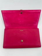 Saint Laurent Ligne Y Clutch – Fuchsia Pink Calfskin Leather – Classic Gold Y-Hardware