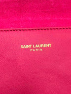 Saint Laurent Ligne Y Clutch – Fuchsia Pink Calfskin Leather – Classic Gold Y-Hardware