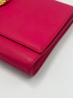 Saint Laurent Ligne Y Clutch – Fuchsia Pink Calfskin Leather – Classic Gold Y-Hardware