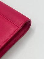 Saint Laurent Ligne Y Clutch – Fuchsia Pink Calfskin Leather – Classic Gold Y-Hardware
