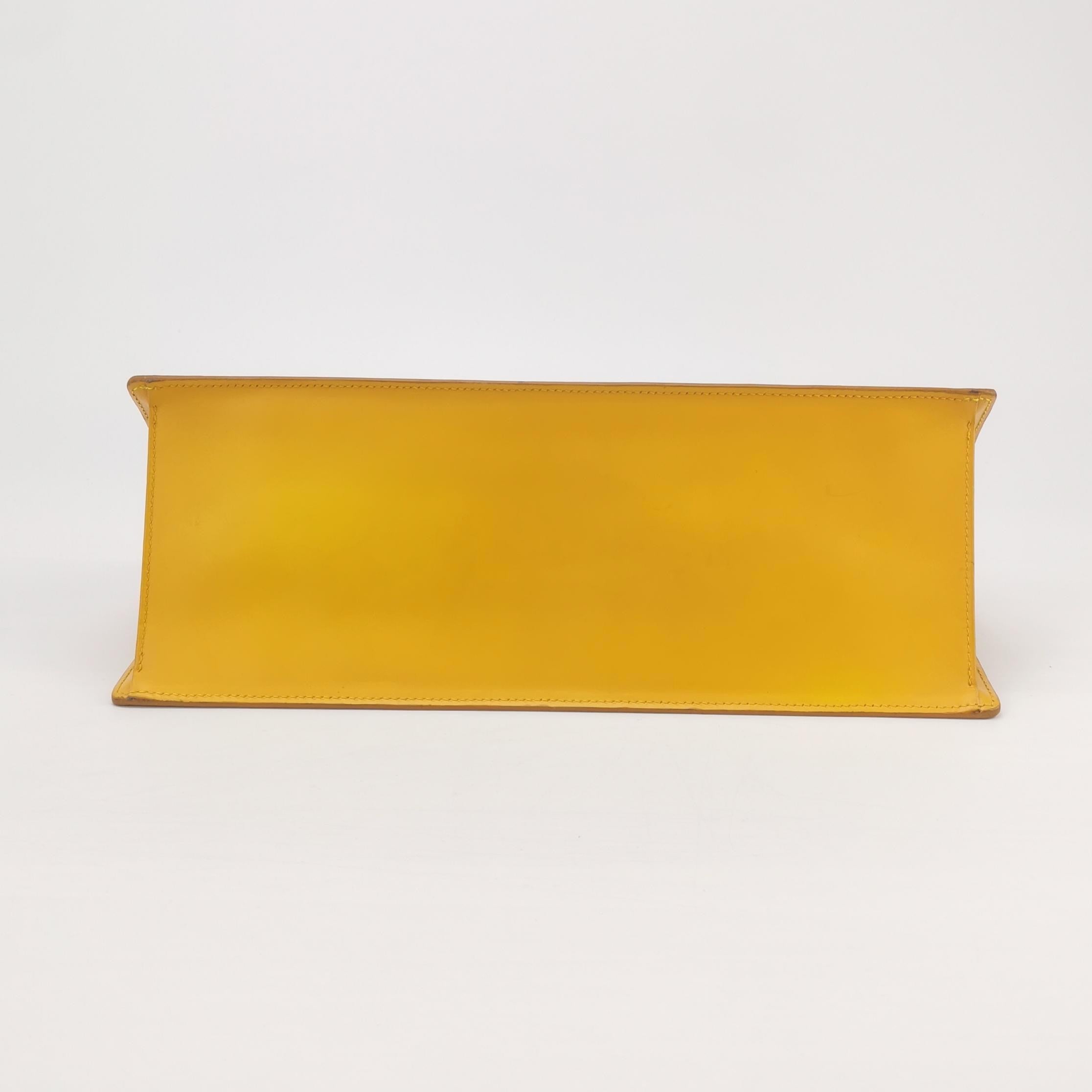 Mustard yellow leather long bag 
