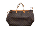 Louis Vuitton Monogram Neverfull GM tote bag with natural vachetta leather handles