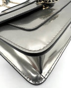 Bvlgari Serpenti Forever Bag in Silver Metallic Patent Leather with Jewel Head