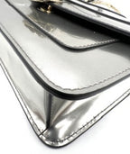 Bvlgari Serpenti Forever Bag in Silver Metallic Patent Leather with Jewel Head