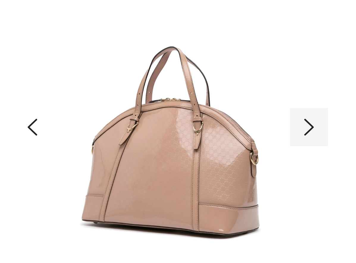 Gucci Microguccissima Patent Leather Dome Bag - Beige Nude