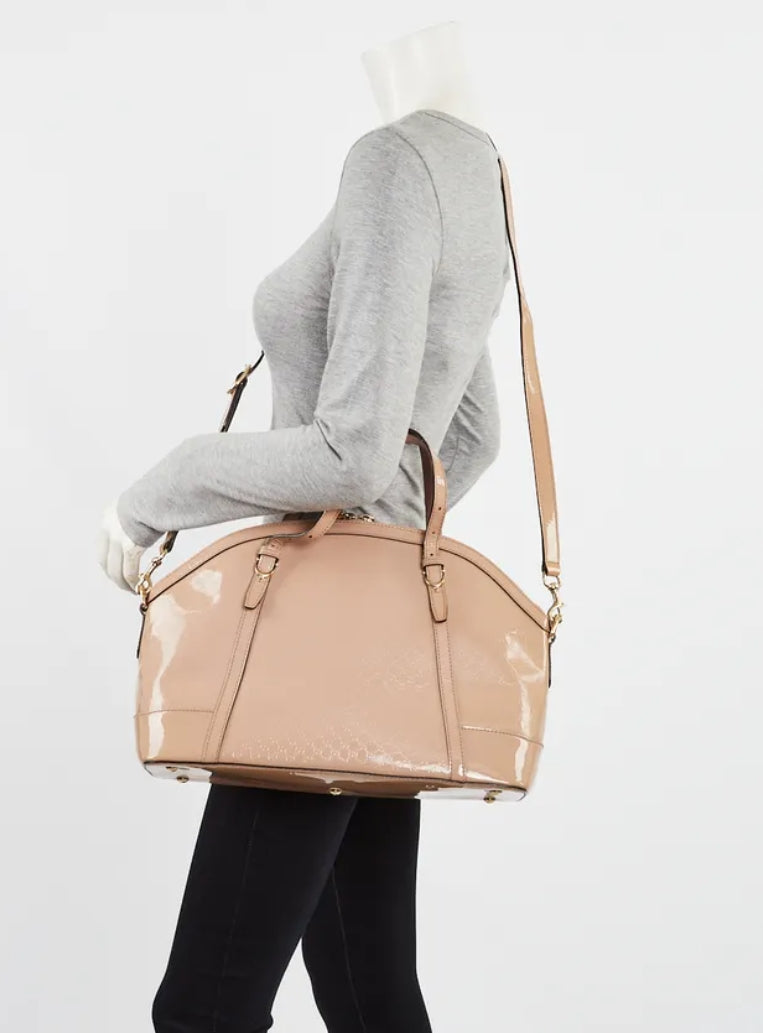 Gucci Microguccissima Patent Leather Dome Bag - Beige Nude