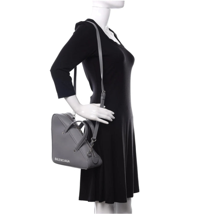 Balenciaga Calfskin S Triangle Duffle Grey Bag