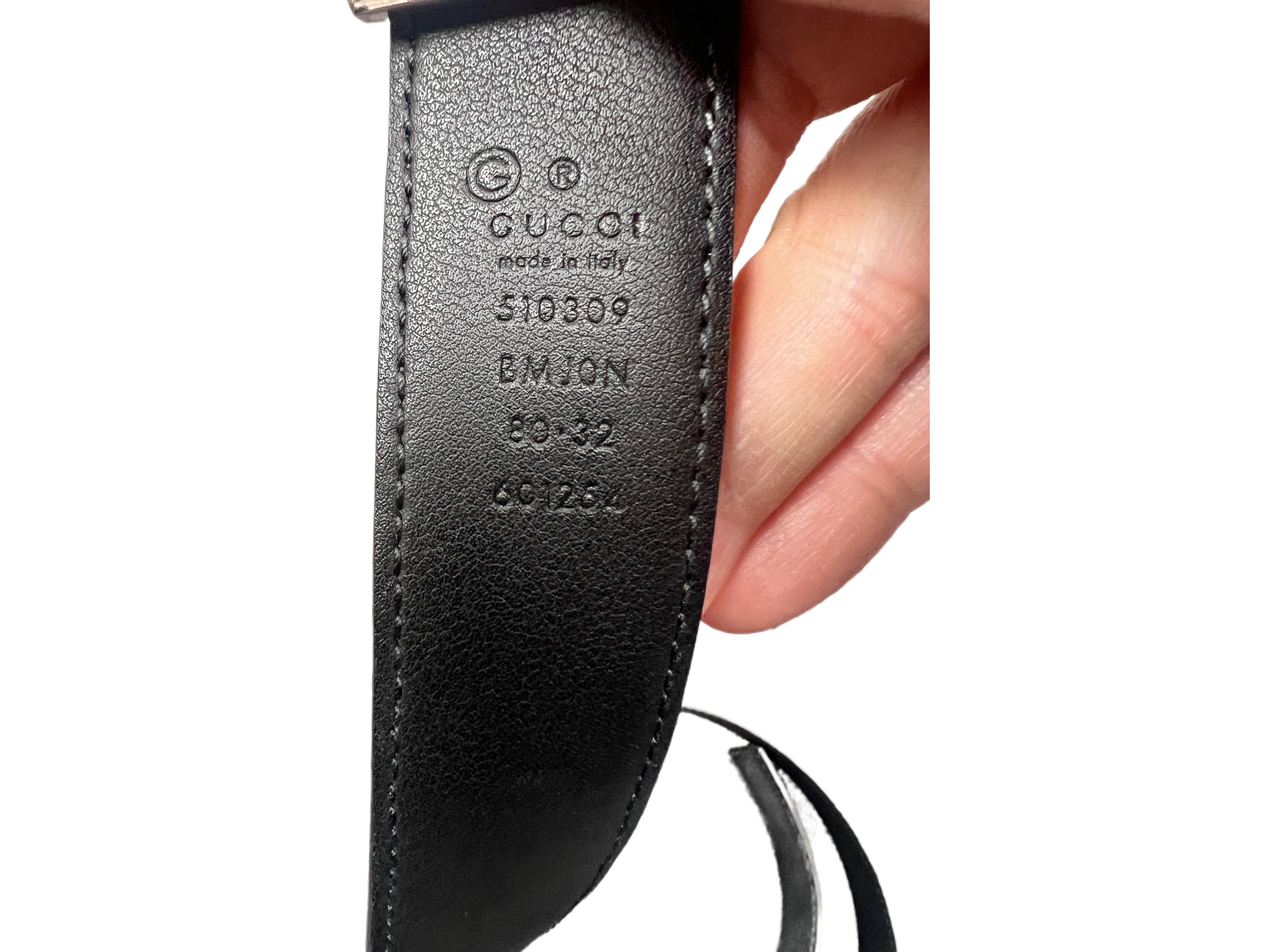 Gucci Guccissima Embossed Leather Pin Buckle Belt