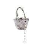 authentic alexander wang rabbit fur bucket tote bag with silver hardware for sale 
