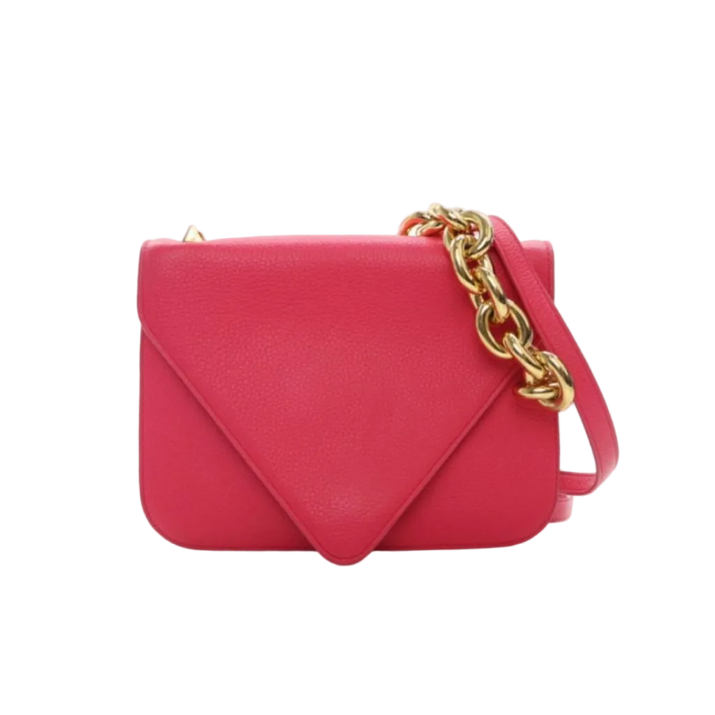 authentic bottega veneta small mount messenger in pink leather bag with gold chain crossbody bag in great condition for sale designer bag at discount price 